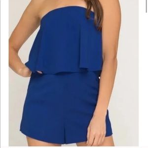 Strapless Romper in Royal Blue